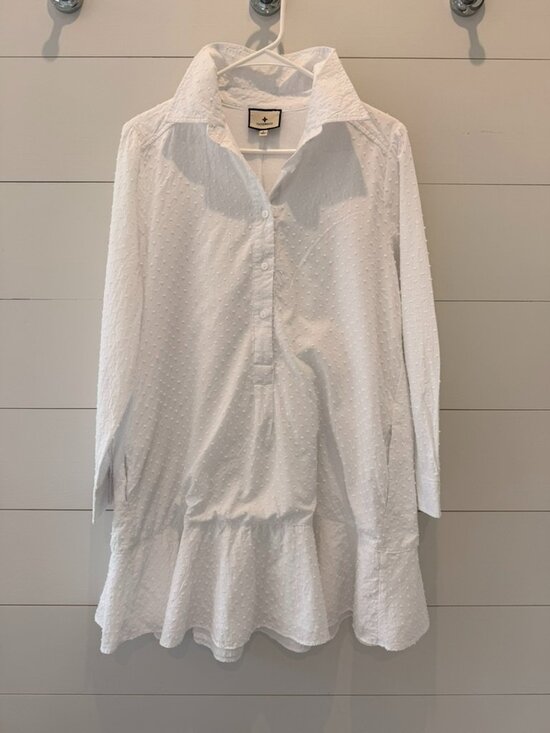Tuckernuck Dresses & Skirts - Tuckernuck White Swiss Dot Callahan Shirt Dress